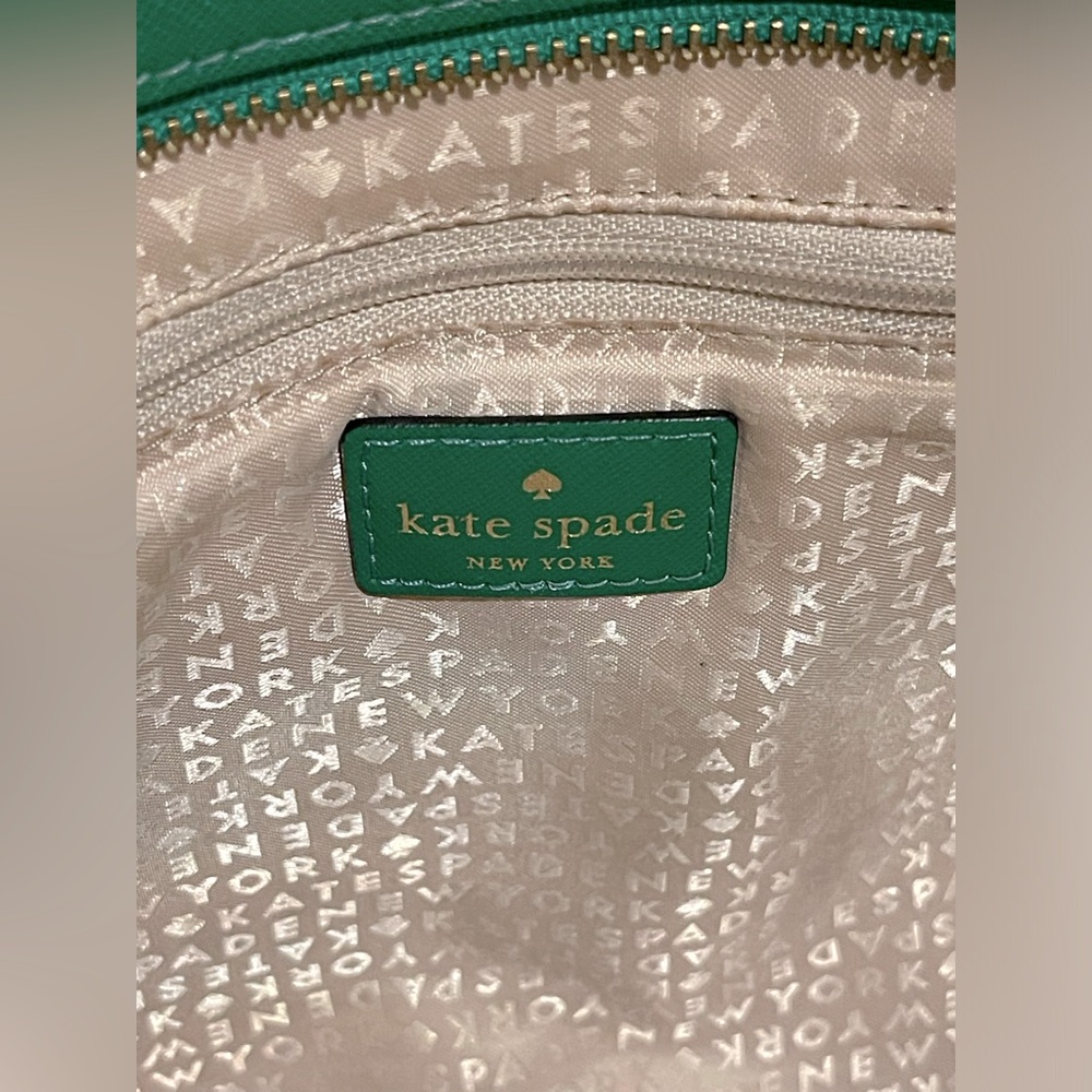 KATE SPADE Newbury Lane Caining Romy Green Perforated Leather Shoulder Satchel - Picture 8 of 17